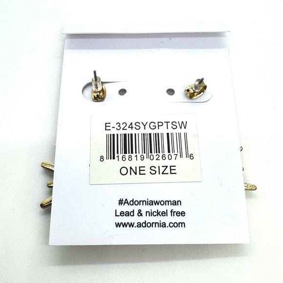 NEW Adornia Turquoise Swarovski Crystals Starburst Earrings 14K Gold Plated - Picture 4 of 5